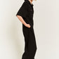 Basic Collar Shirt Wide leg Jumpsuit