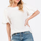 Ces Femme Textured Puff Sleeve Top