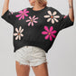 BiBi Floral Pattern Cropped Sweater