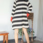 Open Front Striped Draped Cardigan