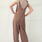 Celeste Full Size Ribbed Leopard Tied Shoulder Overalls