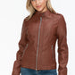 Snobbish PU Leather Biker Jacket with Side Zip Pockets