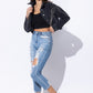 Crop Denim Jacket with Rhinestone Fringe