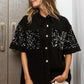 BiBi Sequin Detail Raw Hem Short Sleeve Shirt