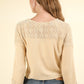 VERY J V-Neck Lace Detail Button Down Crop Ribbed Knit Top