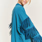 Silver studded fringe sleeve top JJT5009