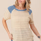 BiBi Textured Contrast Short Sleeve Sweater