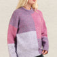 VERY J Color Block Mock Neck Drop Shoulder Sweater