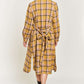 Plaid Print Collar Long Shirt Dress Plus