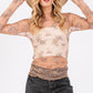 SAGE + FIG Mesh Long Sleeve Sheer Floral Embroidery Top