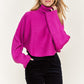 Mock neck wide sleeves top JJK50507