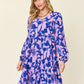 Double Take Full Size Printed Ruffle Hem Long Sleeve Dress