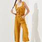 Sleeveless Square Neck Button Down Ankle Jumpsuit