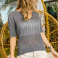 BiBi Eyelet Puff Sleeve Knit Top