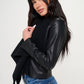 Coalition LA Knit Collared Faux Leather Crop Jacket