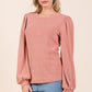 Mittoshop Round Neck Long Sleeve Rib Knit Top