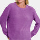 Zenana Chenille Waffle Round Neck Sweater