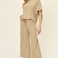 Double Take Full Size Texture Round Neck Short Sleeve T-Shirt and Wide Leg Pants