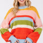 SAGE + FIG Color Block Round Neck Dropped Shoulder Sweater