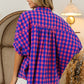 BiBi Plaid Button Up Dolman Sleeve Shirt