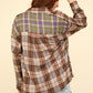 VERY J Contrast Plaid Raw Detail Shirt