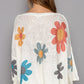 POL Flower Dropped Shoulder Long Sleeve Knit Top