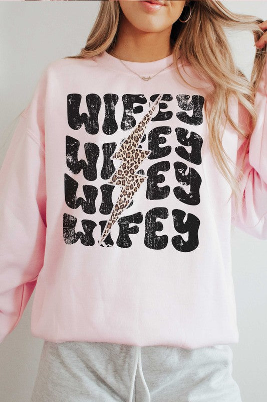 Leopard Lightning Wifey Graphic Sweatshirt