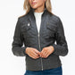 YMI Removable Faux Layered Multi-Pocket Jacket with Fuzzy Hood