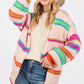 SAGE + FIG Rainbow Striped Open Front Knit Cardigan