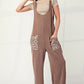 Celeste Full Size Ribbed Leopard Tied Shoulder Overalls