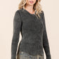 Mittoshop Mineral Wash Fitted Long Sleeve Rib Knit Top