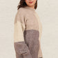 VERY J Color Block Mock Neck Drop Shoulder Sweater