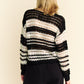 Davi & Dani Contrast Striped Crochet Drop Shoulder Knit Cover Up