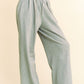 Davi & Dani Rhinestone Elastic Waist Wide Leg Pants