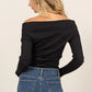 HYFVE Off Shoulder Ribbed Knit Top