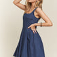 ADORA Smocked Back Square Neck Denim Dress