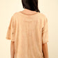 VERY J Round Neck Exposed Seam Slit T-Shirt