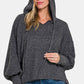 Zenana Brushed Hacci Drop Shoulder Cropped Hoodie