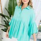 Plus Solid Button Down Blouse