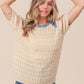 BiBi Textured Contrast Short Sleeve Sweater