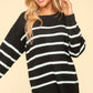 Haptics Full Size Striped Contrast Side Slit Sweater