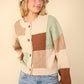 VERY J Color Block Button Down Textured Sweater Cardigan