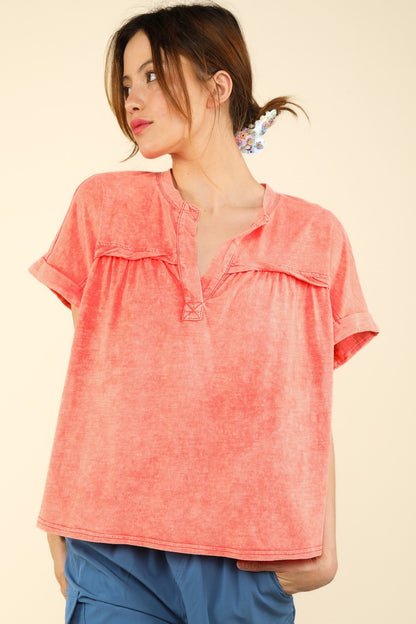 VERY J Nochted Short Sleeve Washed T-Shirt