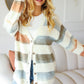 Haptics Full Size Button Down Stripe Soft Fuzzy Sweater Cardigan