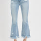 RISEN Full Size Raw Hem Distressed Cropped Flare Jeans Plus Size