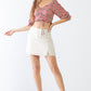 Tasha Apparel Floral Ruffle Smocked Back Ruched Crop Top