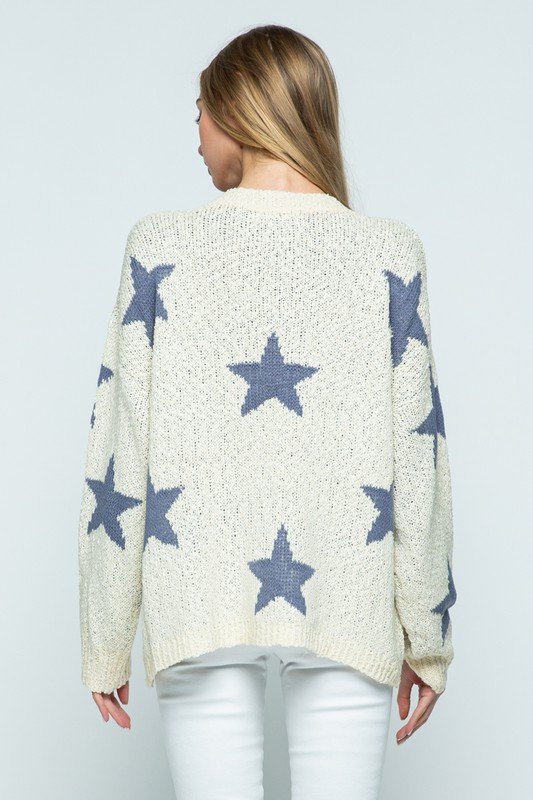 Long Sleeve Sweater With Star Pattern