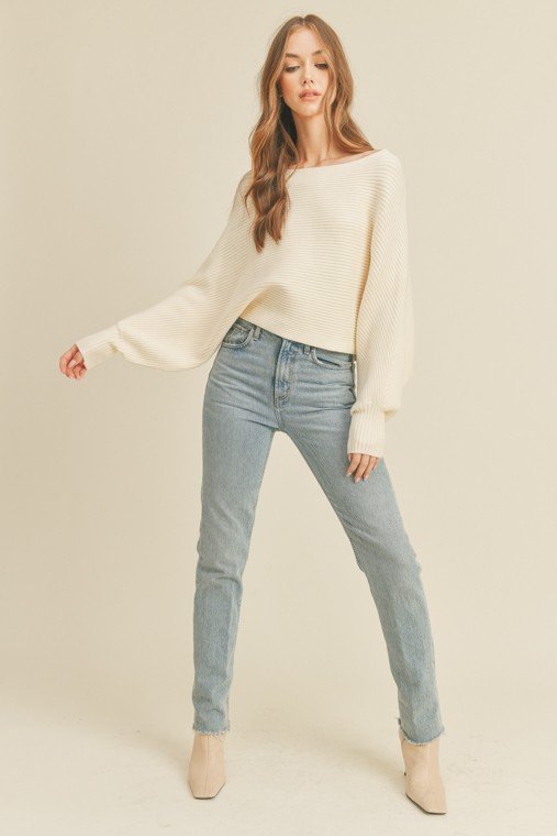 Ribbed One Shoulder Sweater