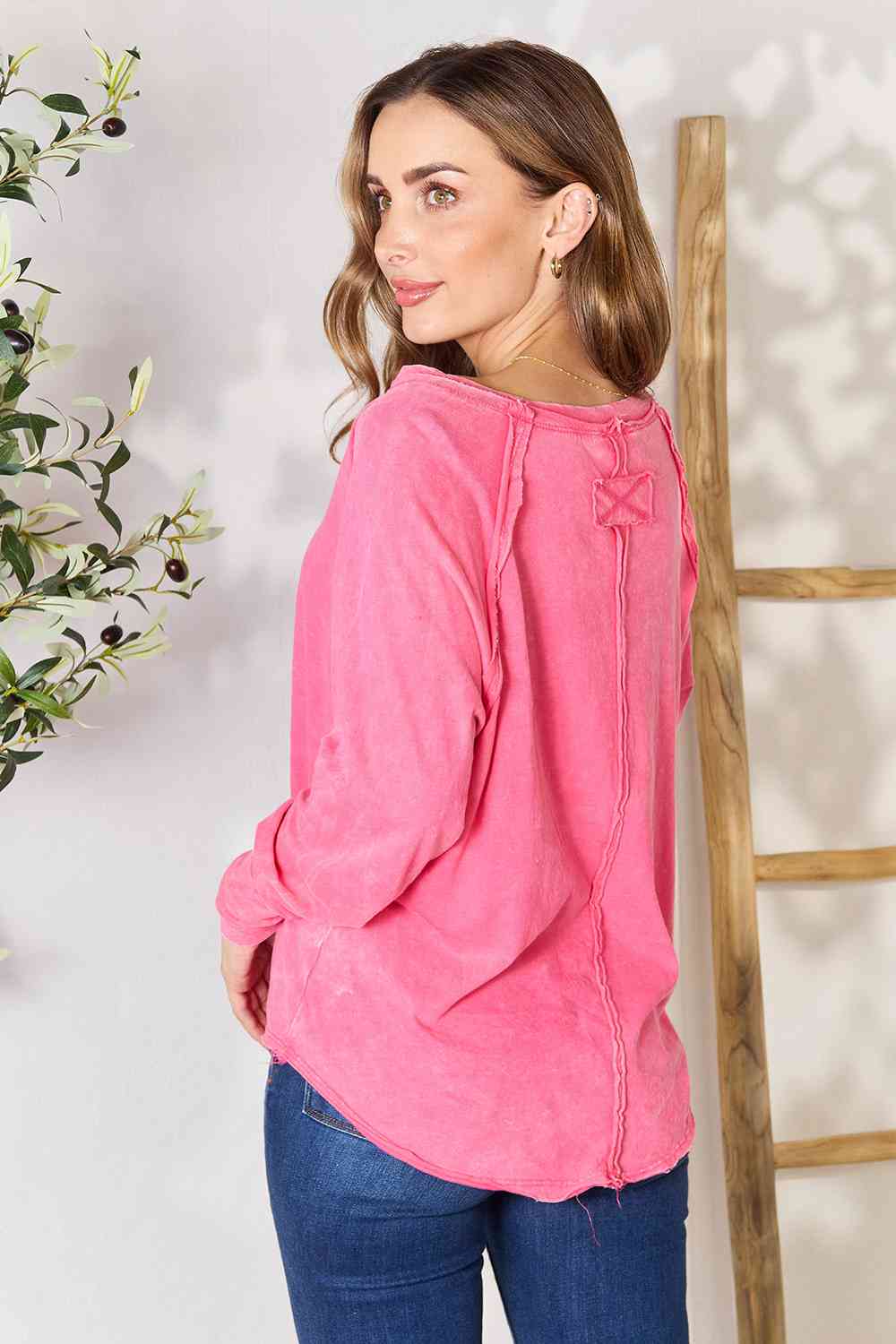 Zenana Round Neck Long Sleeve Top