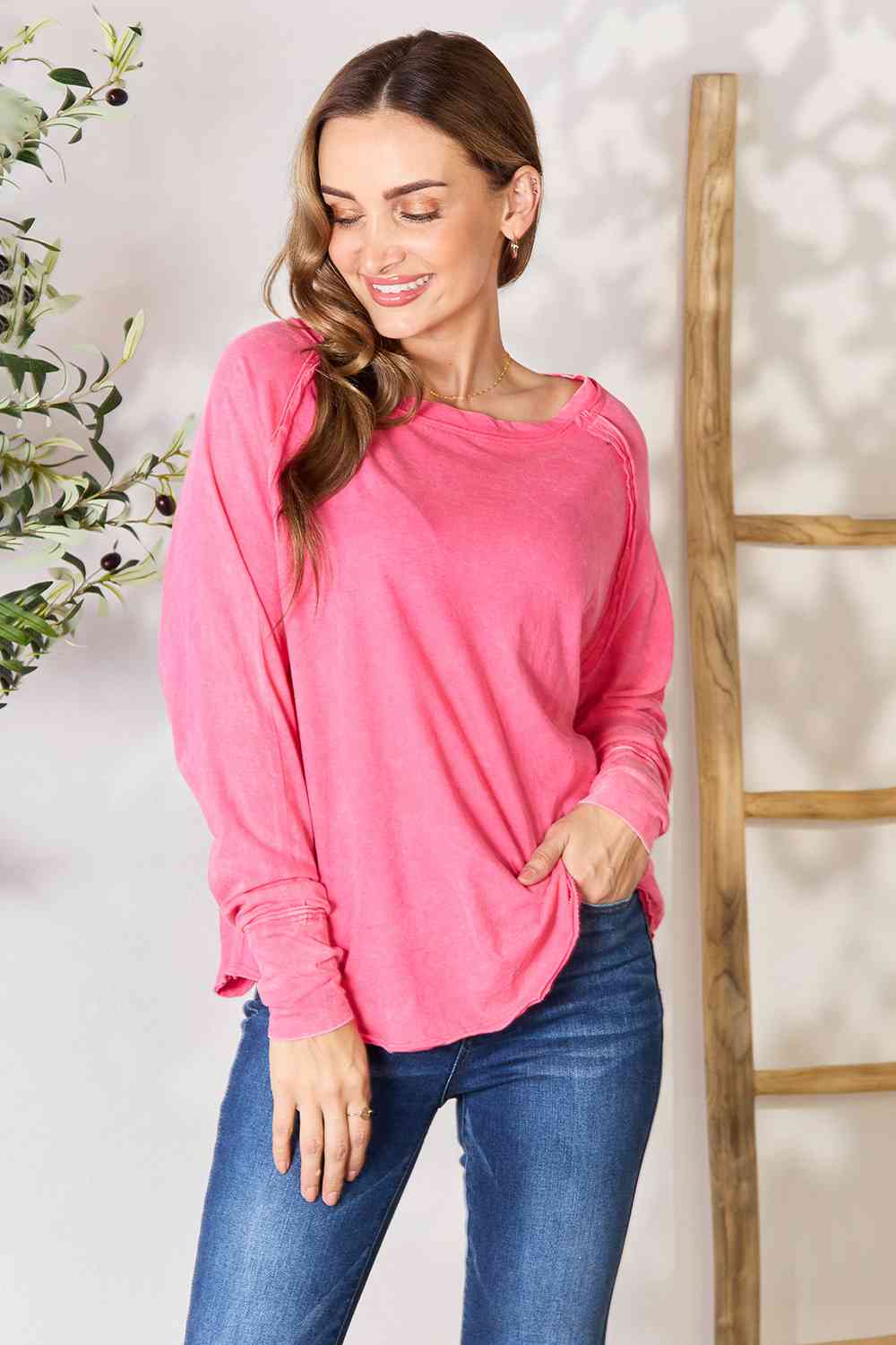 Zenana Round Neck Long Sleeve Top